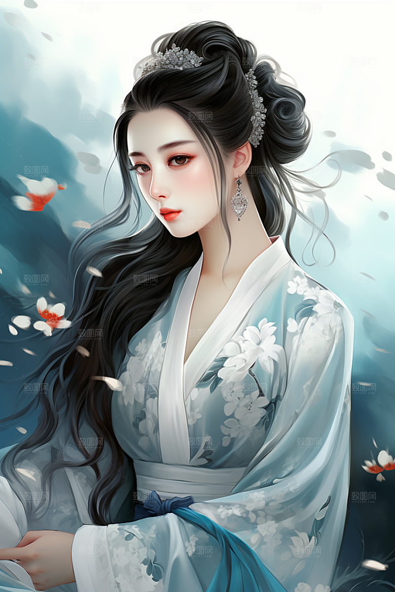 新中式美女温婉唯美插画
