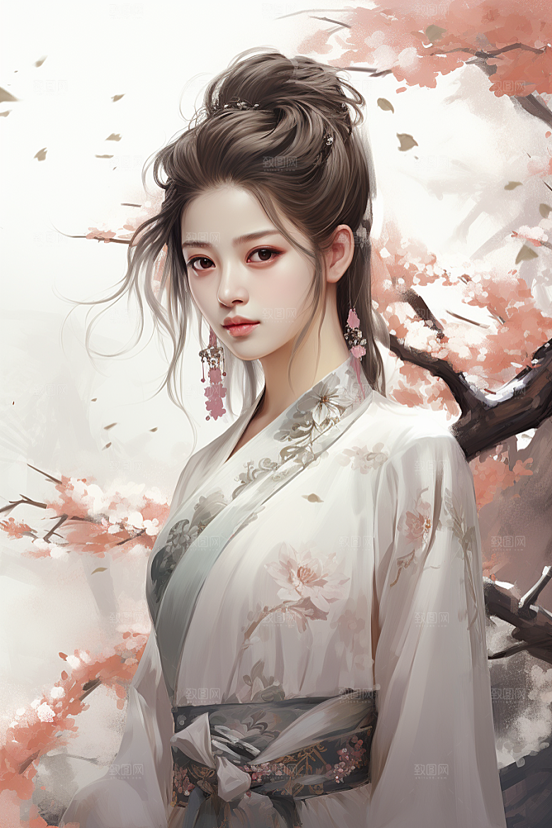新中式美女艺术中国风插画