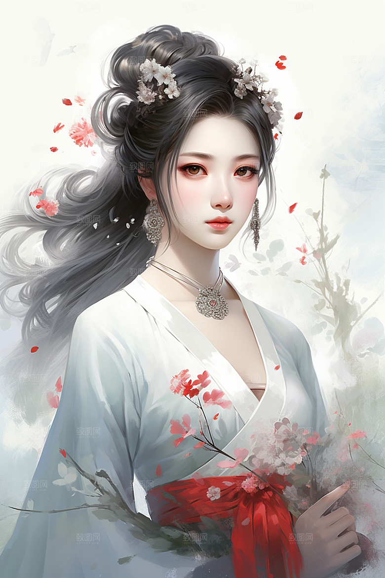 新中式美女艺术温婉插画