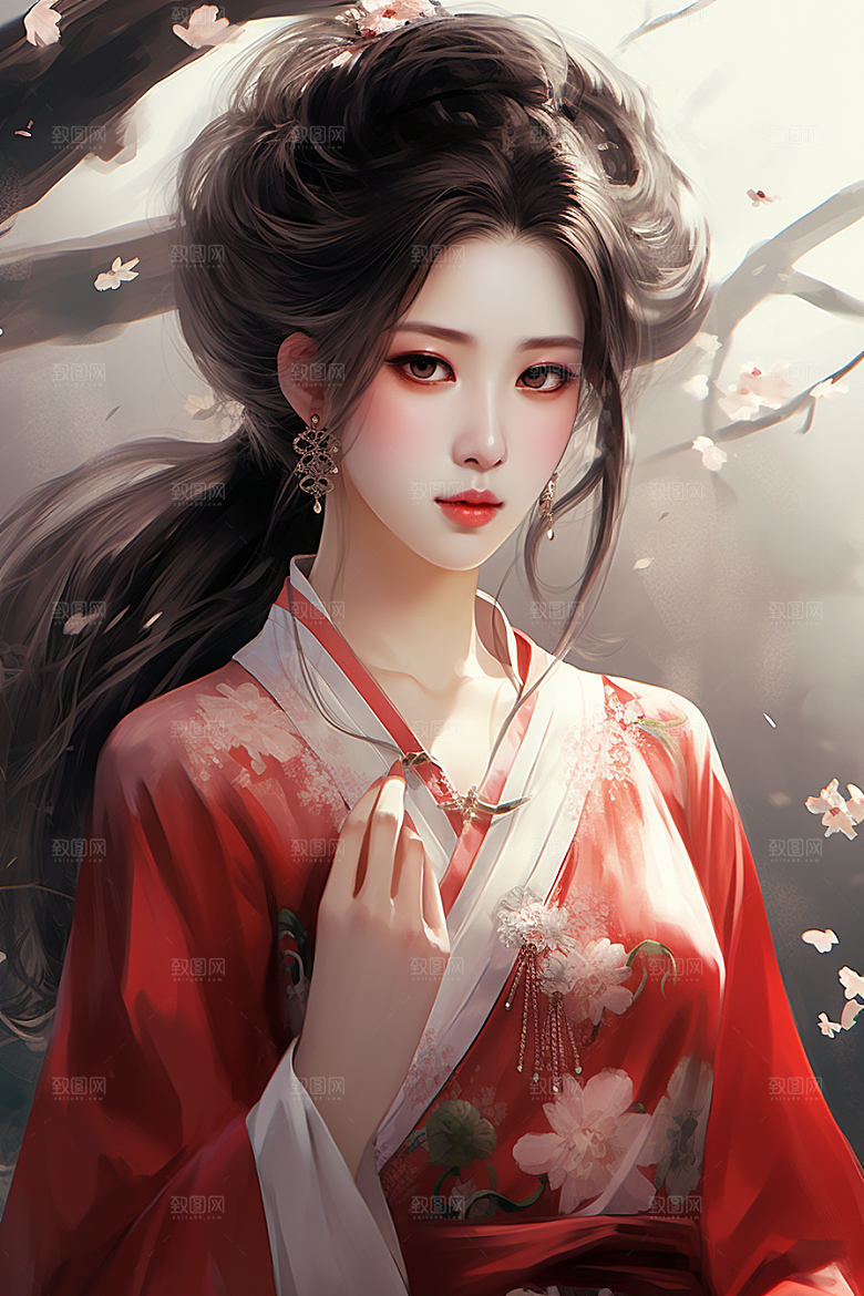 新中式美女唯美中国风插画