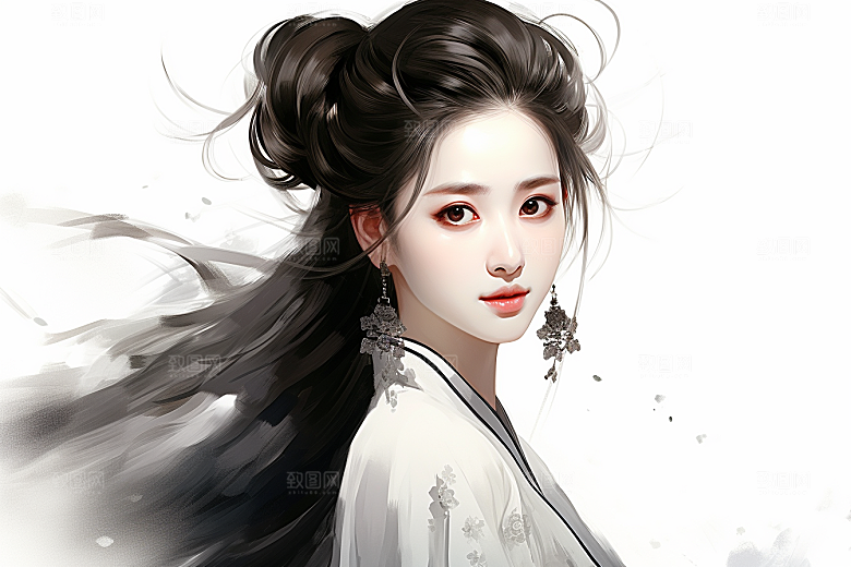 新中式美女中国风艺术插画