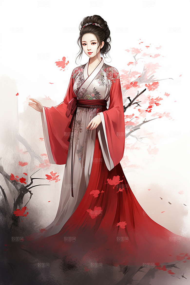 新中式美女高清温婉插画