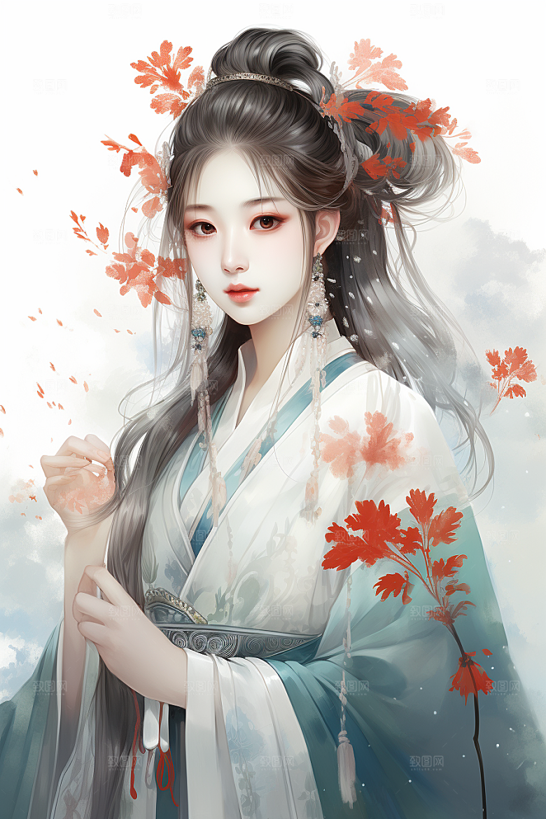 新中式美女艺术中国风插画