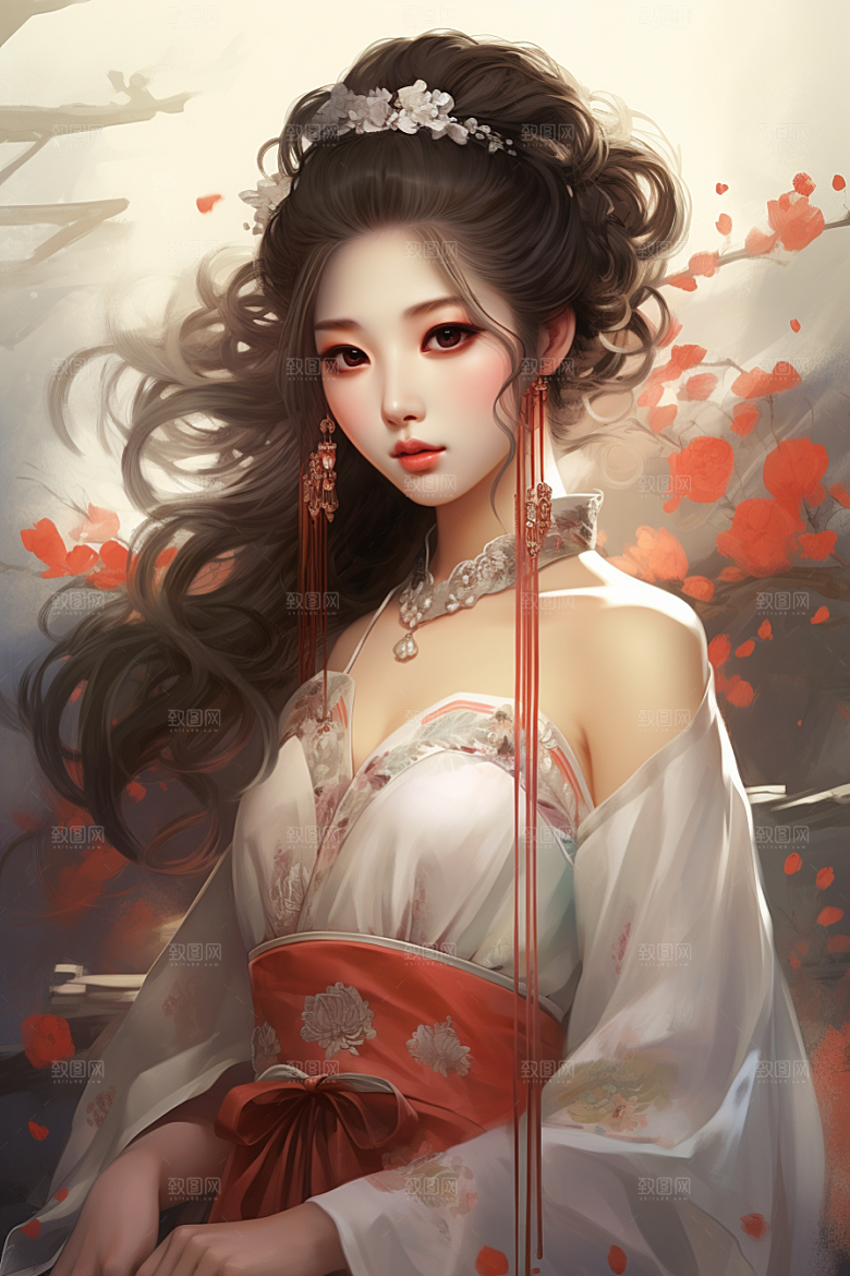 新中式美女唯美中国风插画
