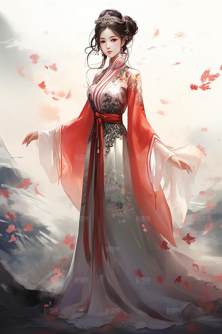 新中式美女中国风唯美插画