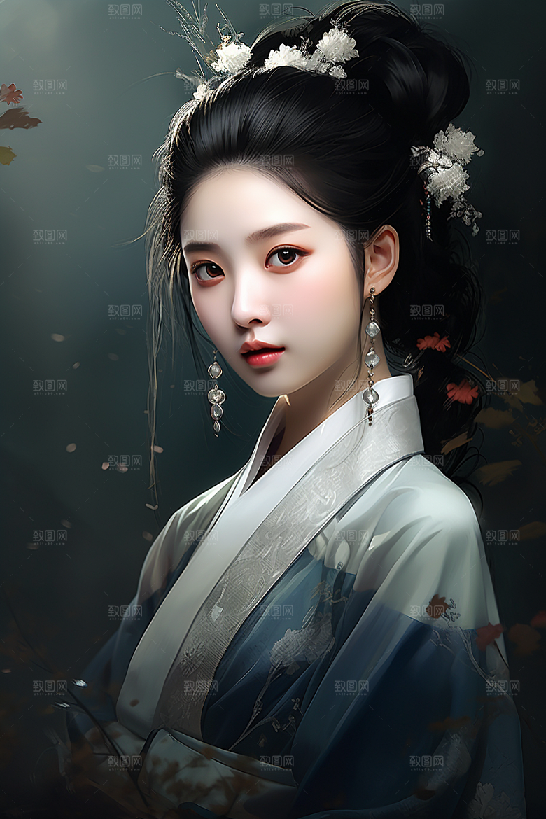 新中式美女高清中国风插画