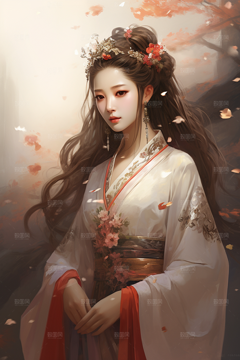 新中式美女文艺唯美插画