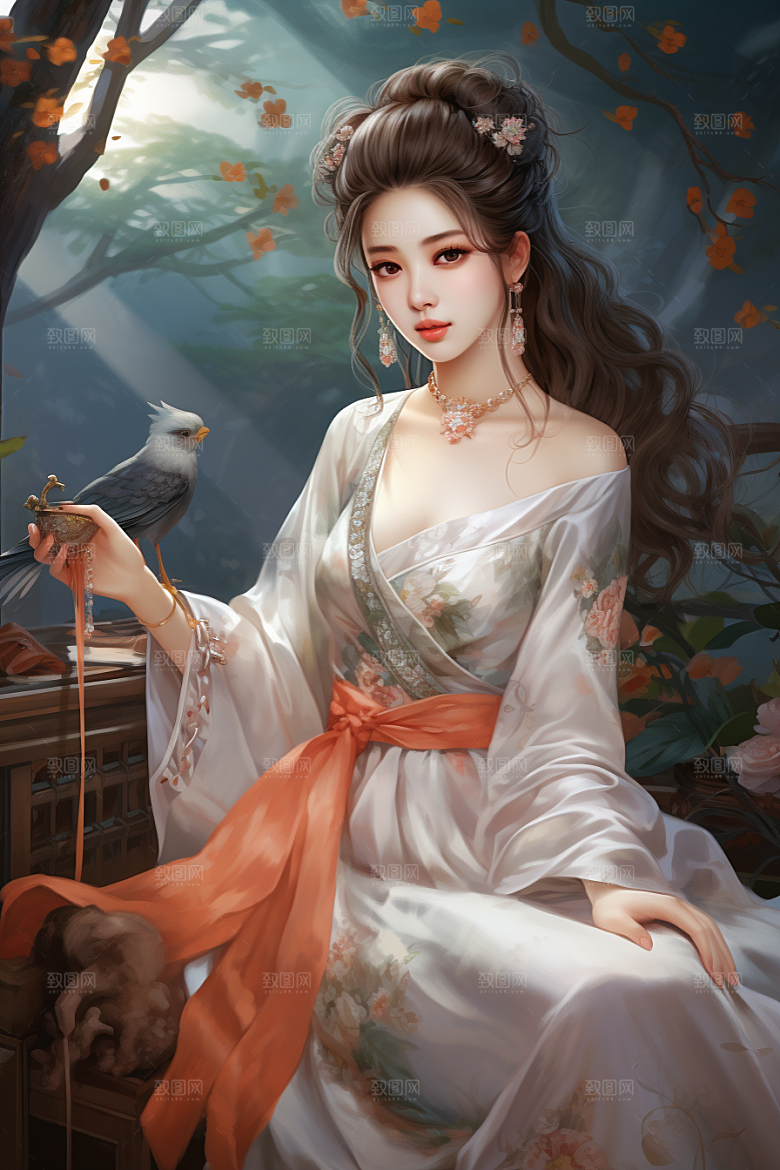 新中式美女温婉中国风插画