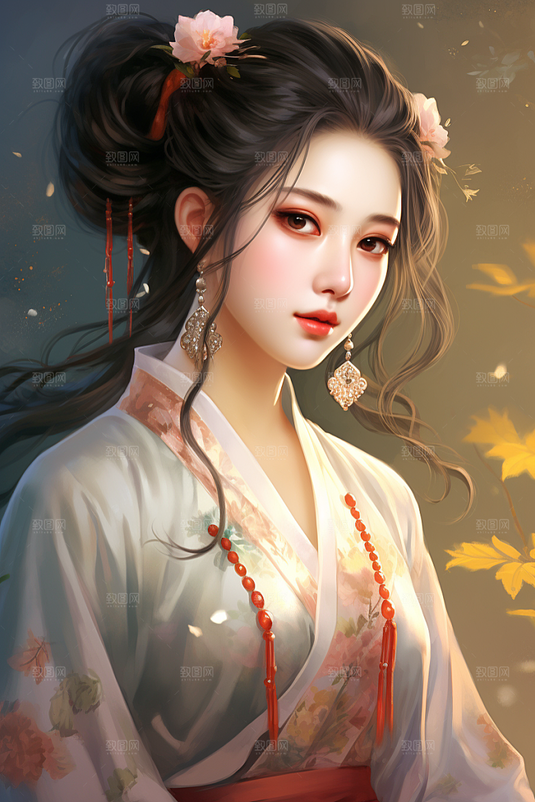 新中式美女文艺温婉插画