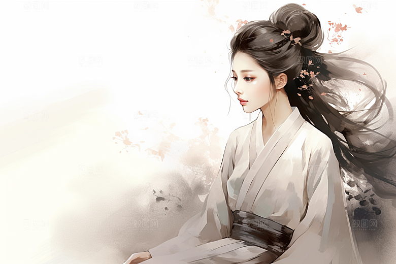 新中式美女中国风中国风插画