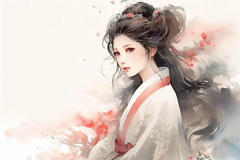 新中式美女高清唯美插画