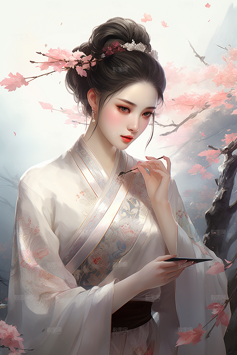 新中式美女唯美艺术插画