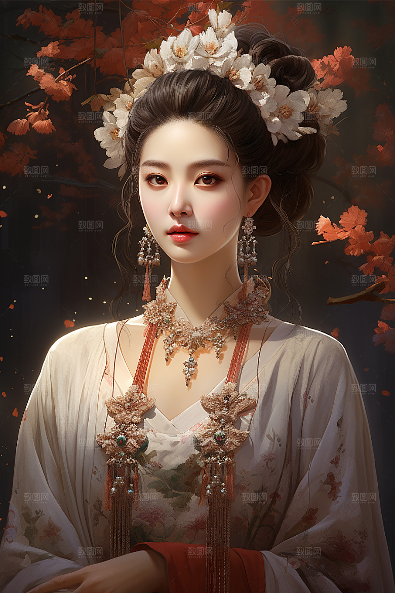 新中式美女艺术中国风插画