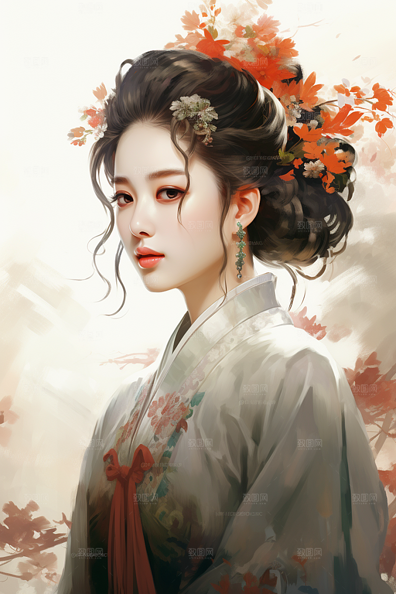 新中式美女中国风中国风插画