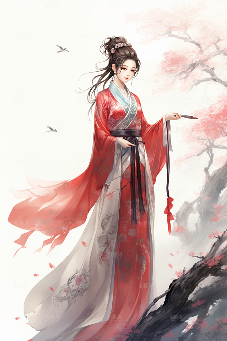 新中式美女温婉唯美插画