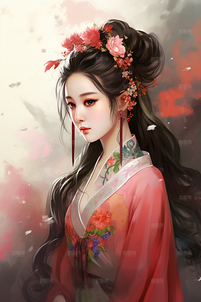 新中式美女中国风中国风插画