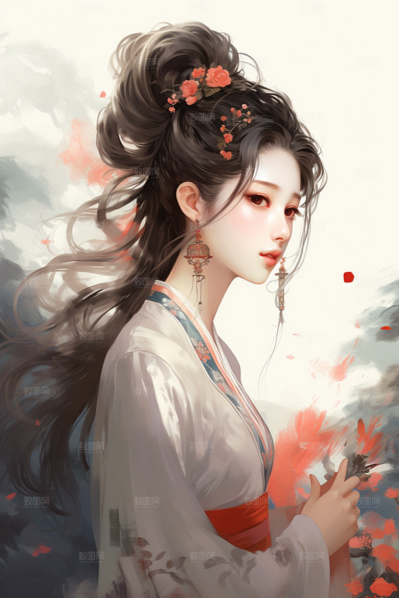 新中式美女温婉中国风插画