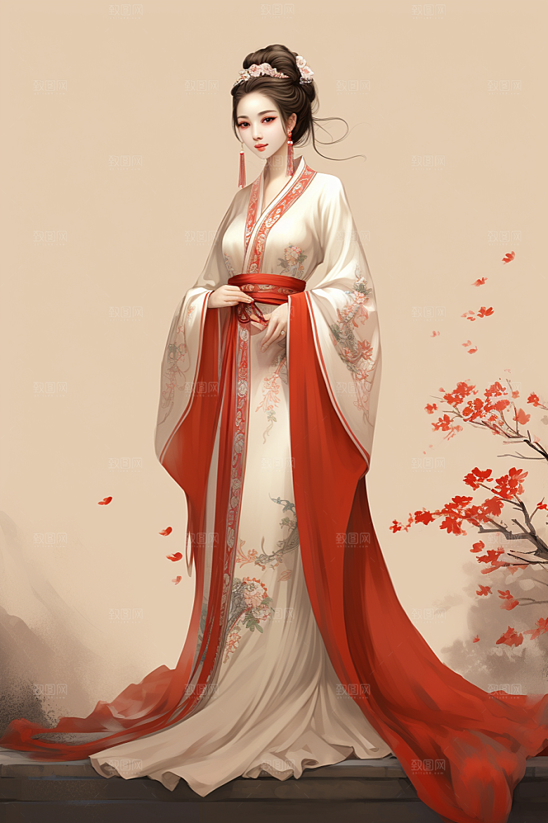 新中式美女艺术中国风插画