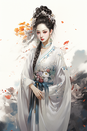 新中式美女高清中国风插画