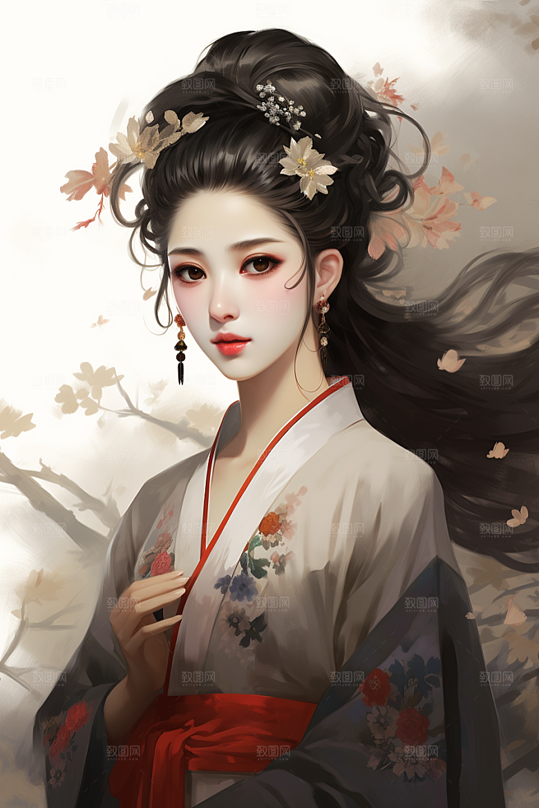 新中式美女文艺中国风插画