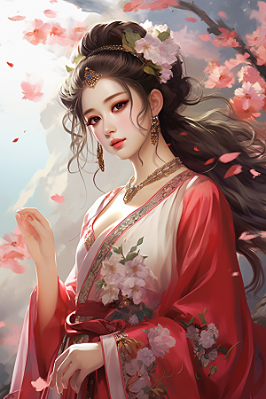 新中式美女中国风温婉插画