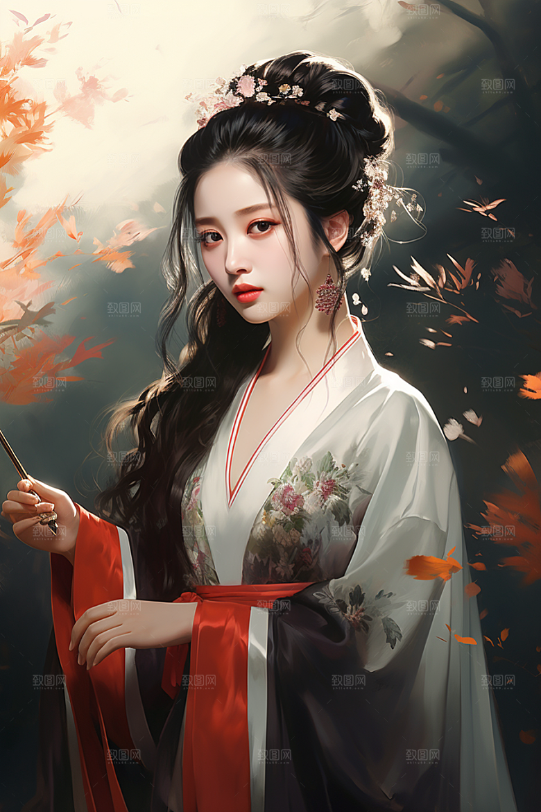 新中式美女唯美艺术插画