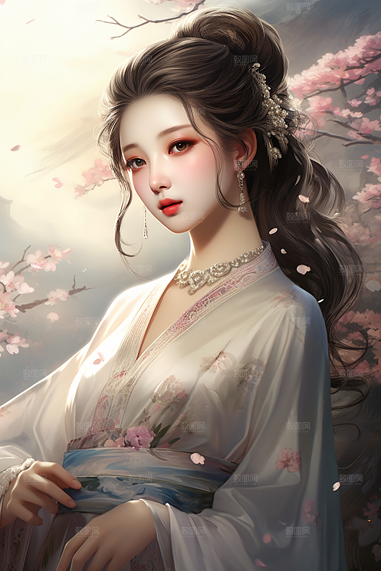新中式美女温婉中国风插画