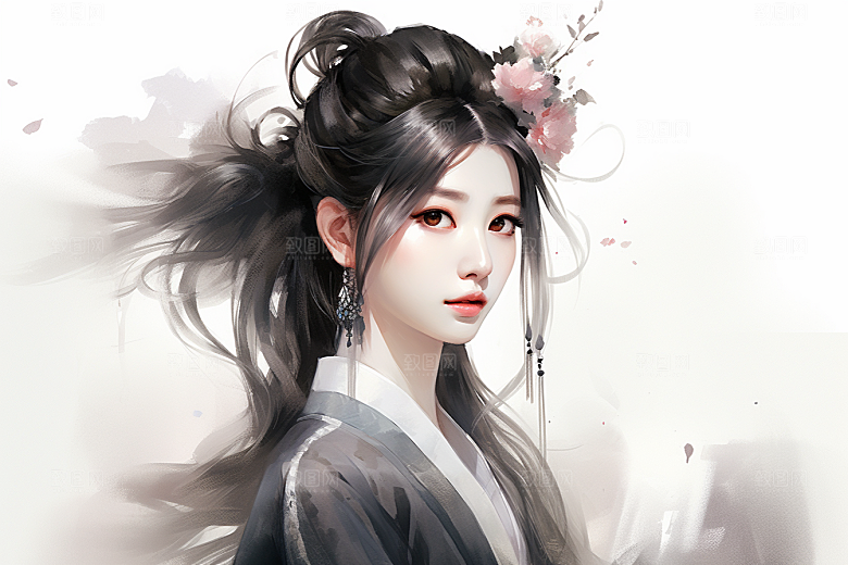 新中式美女艺术中国风插画