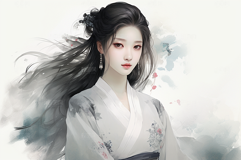 新中式美女艺术唯美插画