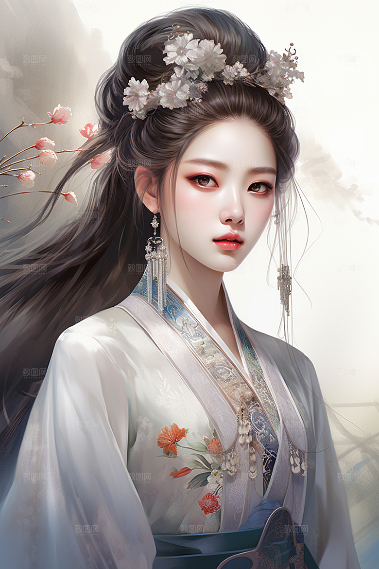 新中式美女唯美中国风插画