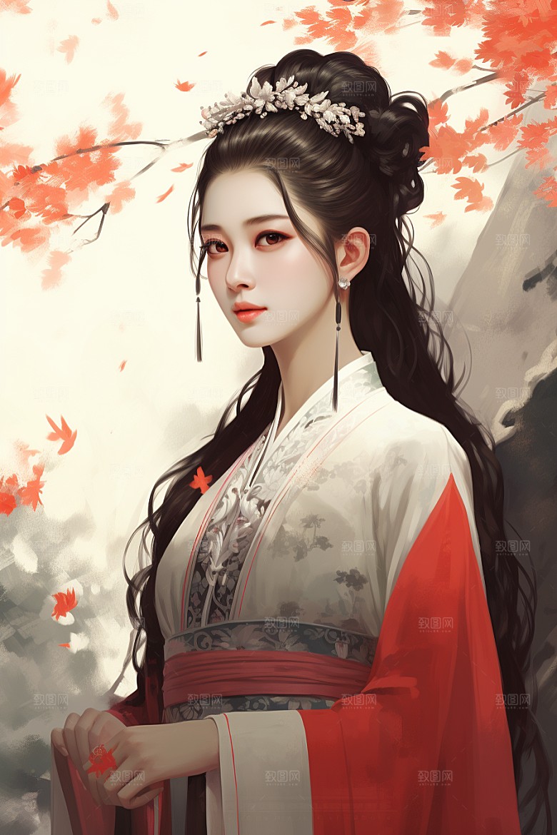 新中式美女唯美艺术插画