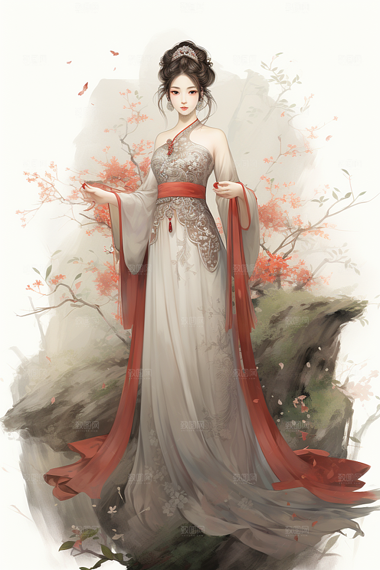 新中式美女高清中国风插画