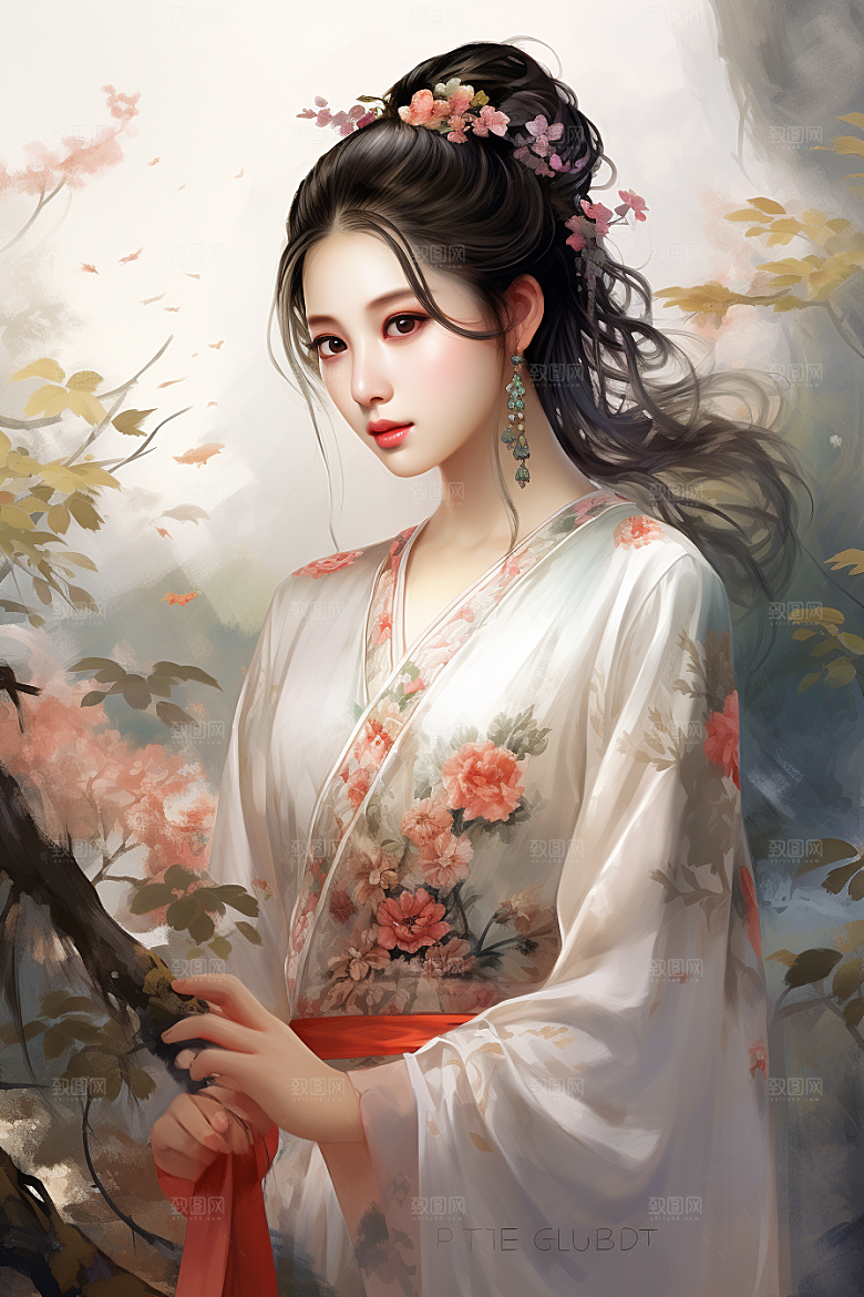 新中式美女唯美中国风插画