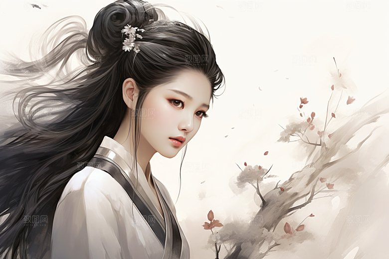 新中式美女高清温婉插画