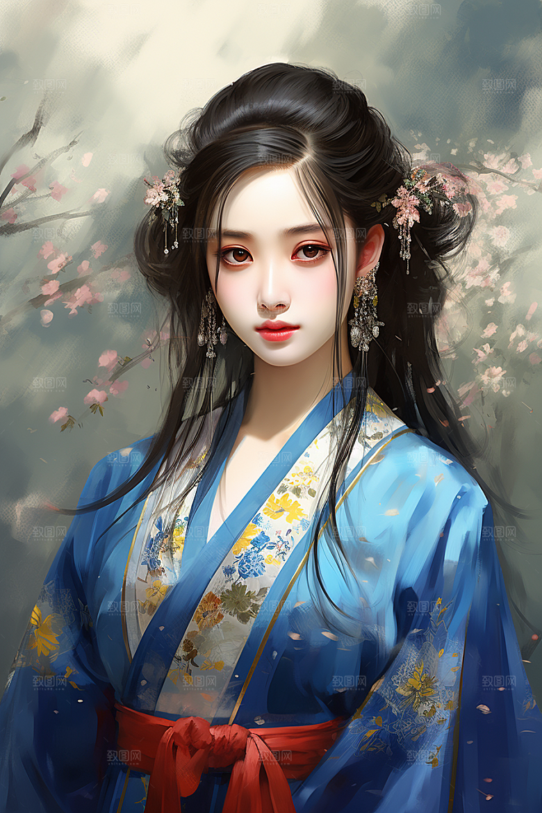 新中式美女中国风中国风插画