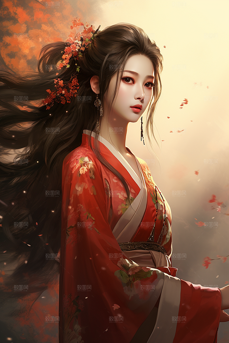 新中式美女中国风唯美插画