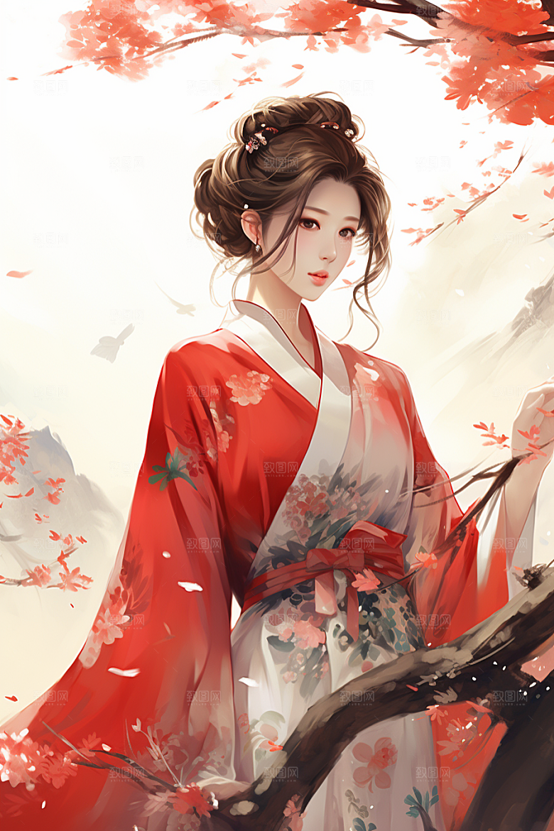 新中式美女唯美艺术插画