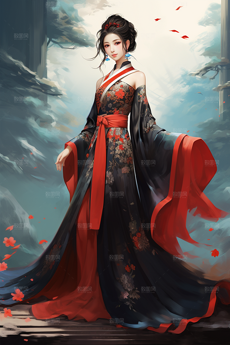 新中式美女温婉中国风插画