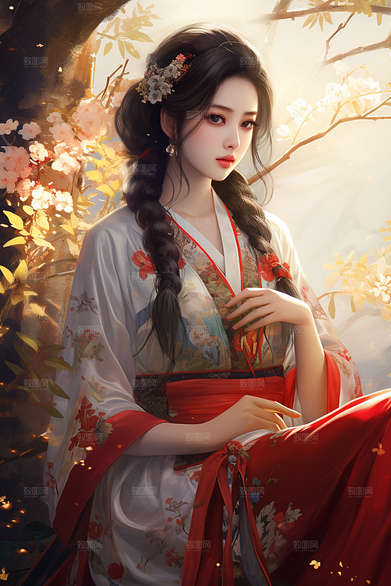 新中式美女唯美温婉插画