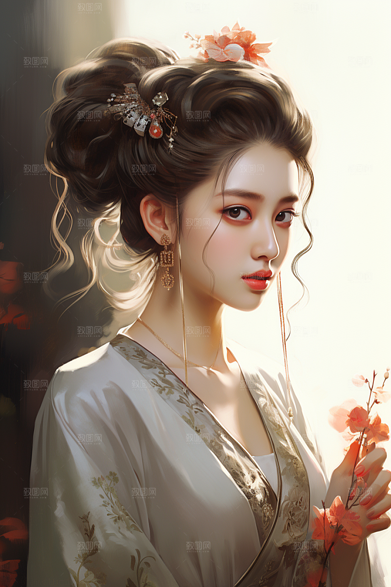 新中式美女艺术中国风插画