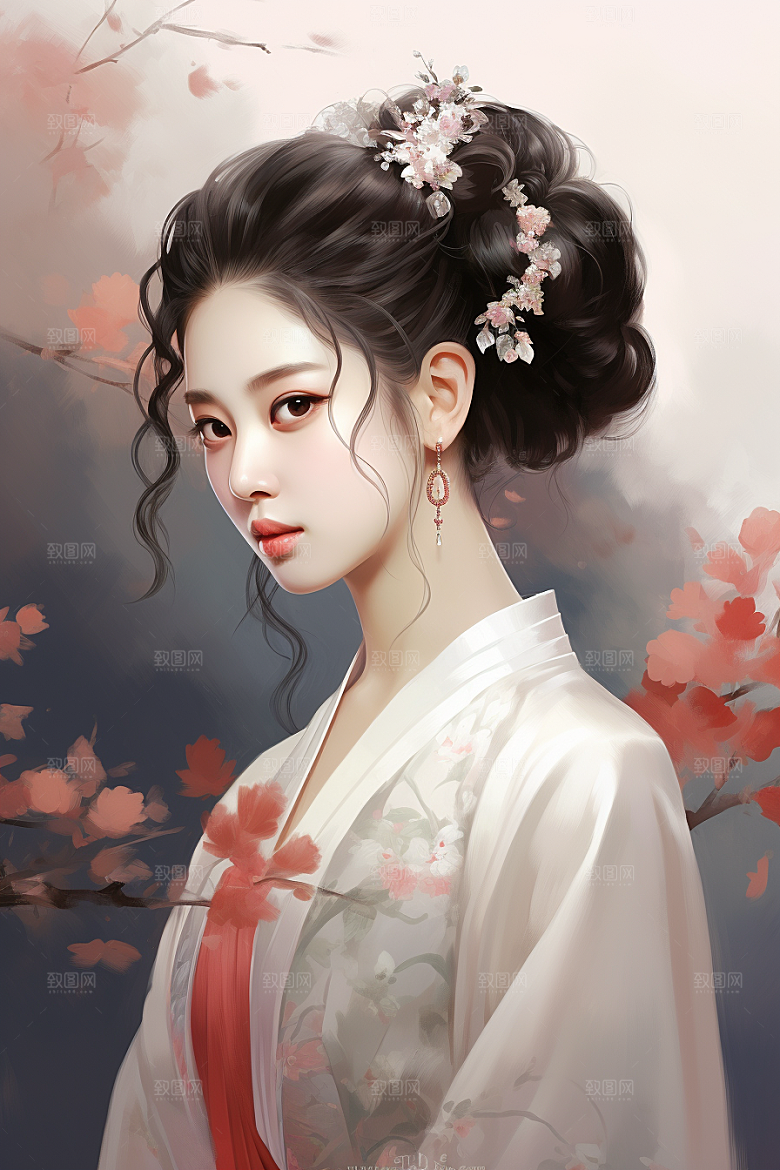 新中式美女高清中国风插画