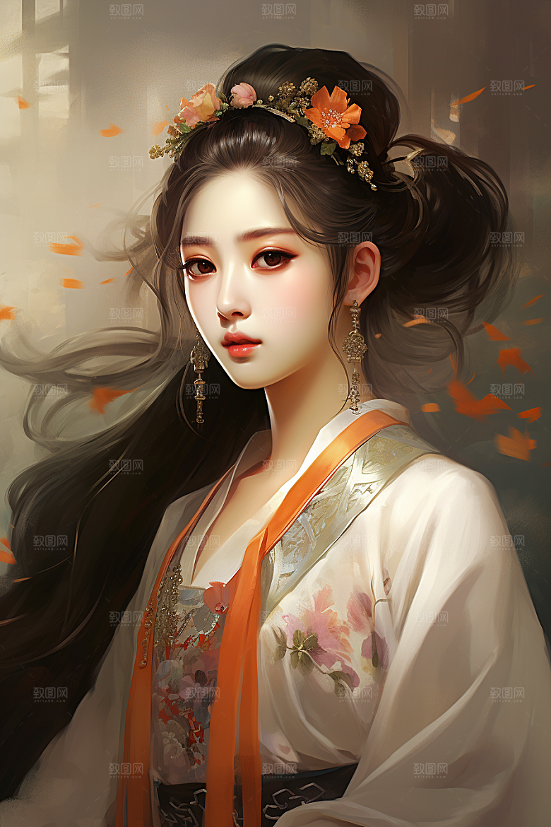 新中式美女中国风艺术插画