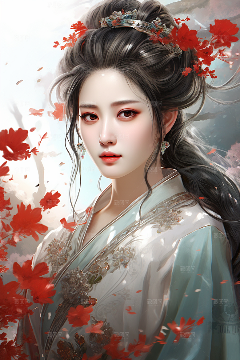 新中式美女温婉唯美插画