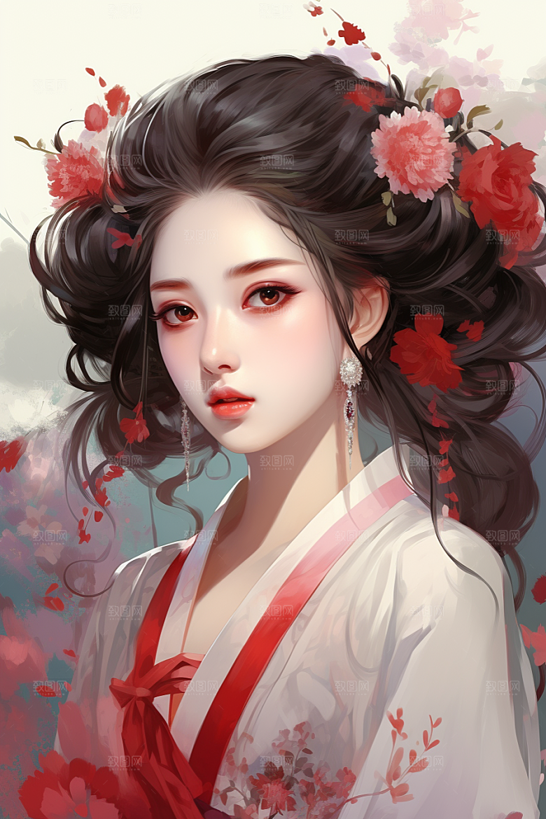 新中式美女唯美艺术插画