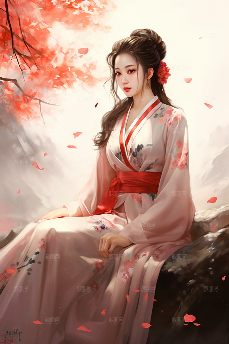 新中式美女艺术温婉插画