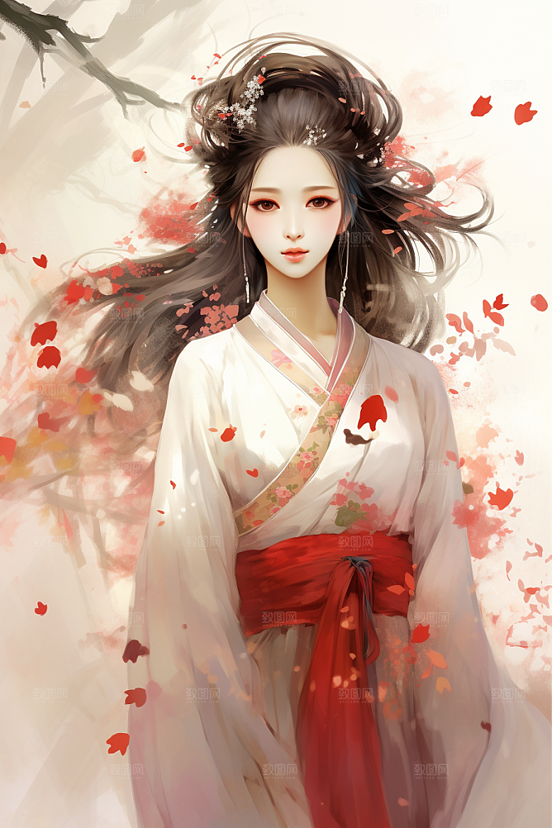 新中式美女唯美艺术插画