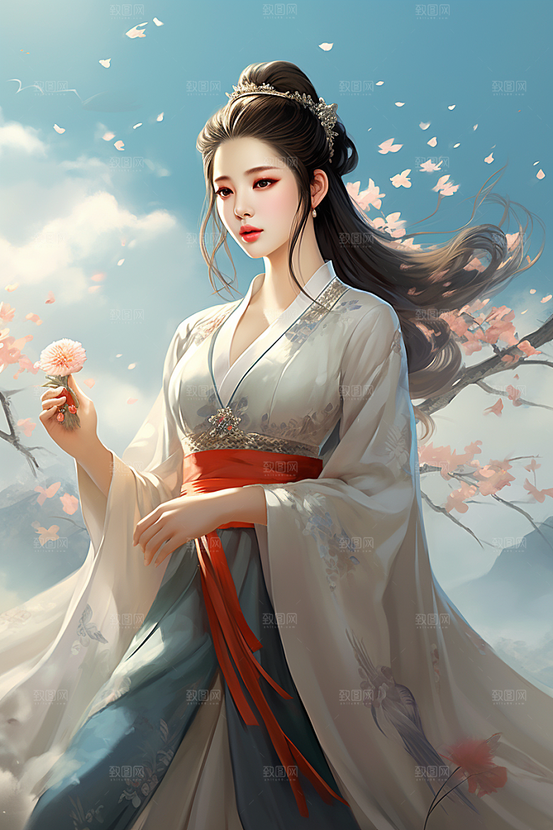 新中式美女高清温婉插画