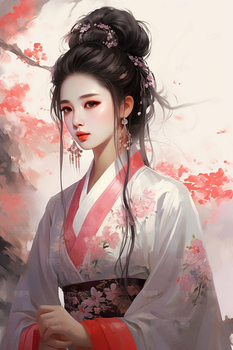 新中式美女唯美温婉插画