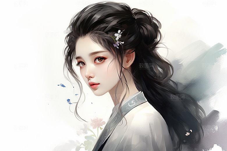 新中式美女高清中国风插画