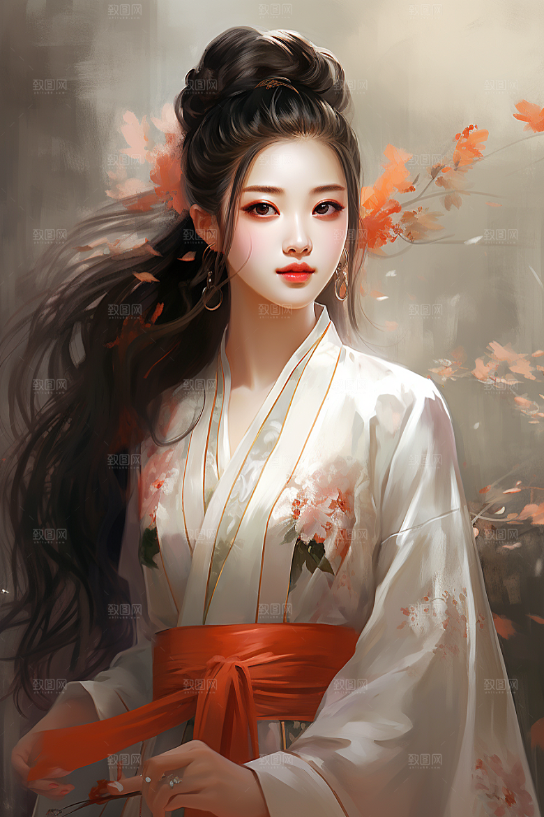 新中式美女文艺唯美插画